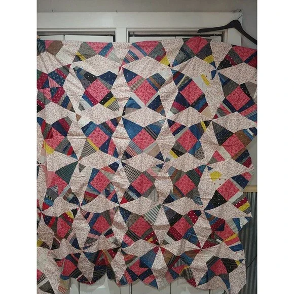 Vintage four points Star Pattern Homemade 74 x 88